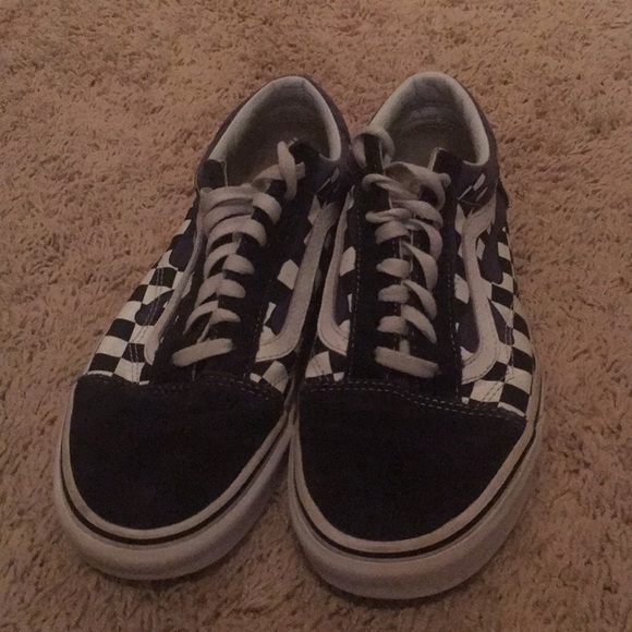 Vans Nave Blue Checkered Flame Shoes - Picture 2 of 5